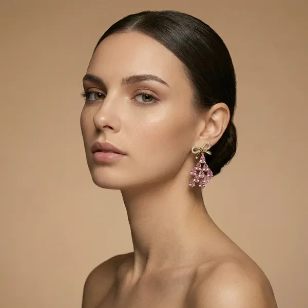 Pink_Crystal_Bow_Cascade_Ears_Anti_Tarnish_Earring_For_Women