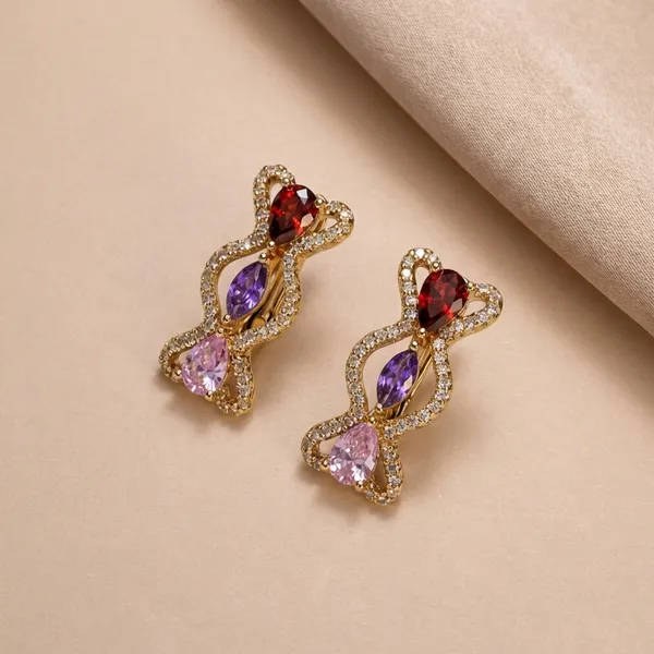 Multicolor_Dark_Crystal_Infinity_Drop_Ears_Anti_Tarnish_Earring_For_Women