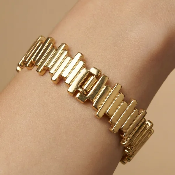 Gold_Dualtone_Geometric_Openstyle_Anti_Tarnish_Ring_Bracelet_For_Women