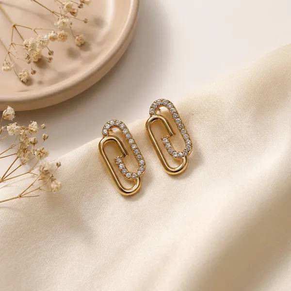 Gold_Linked_Chain_Statement_Ears_Anti_Tarnish_Earring_For_Women