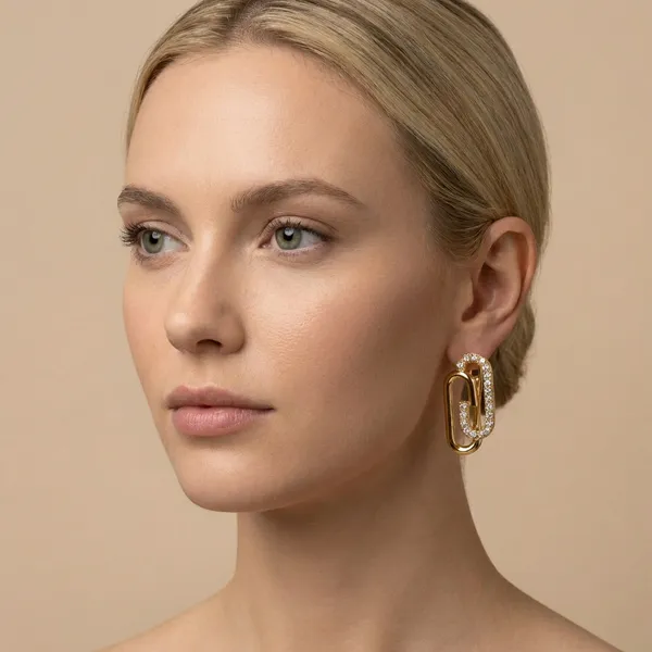 Gold_Linked_Chain_Statement_Ears_Anti_Tarnish_Earring_For_Women