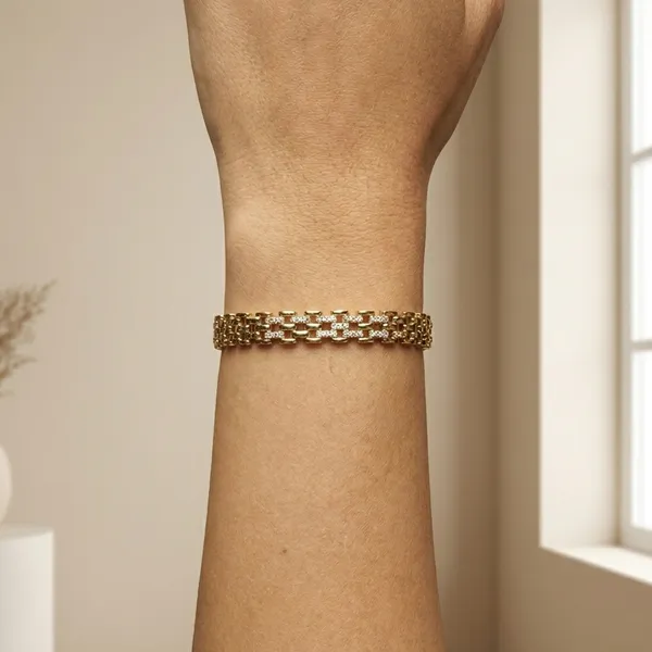 Gold_And_Silver_Diamond_Ladder_Anti_Tarnish_Bracelet_For_Women