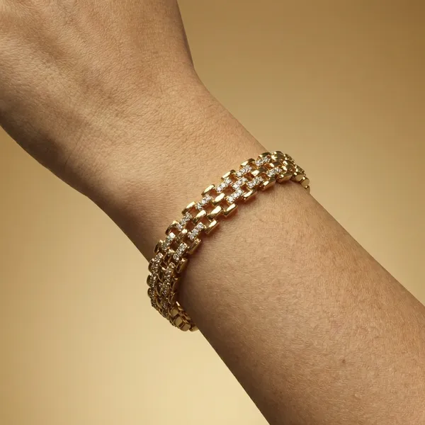Gold_And_Silver_Diamond_Ladder_Anti_Tarnish_Bracelet_For_Women