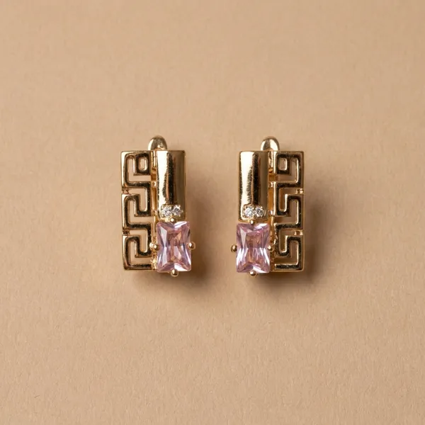 Pink_Geometric_Pink_Stone_Designer_Ears_Anti_Tarnish_Earring_For_Women