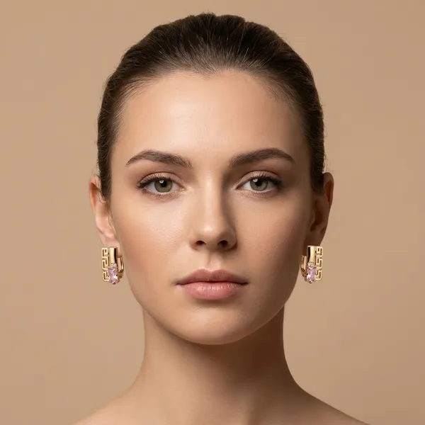 Pink_Geometric_Pink_Stone_Designer_Ears_Anti_Tarnish_Earring_For_Women