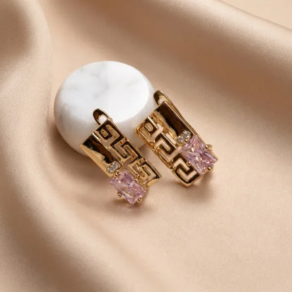 Pink_Geometric_Pink_Stone_Designer_Ears_Anti_Tarnish_Earring_For_Women