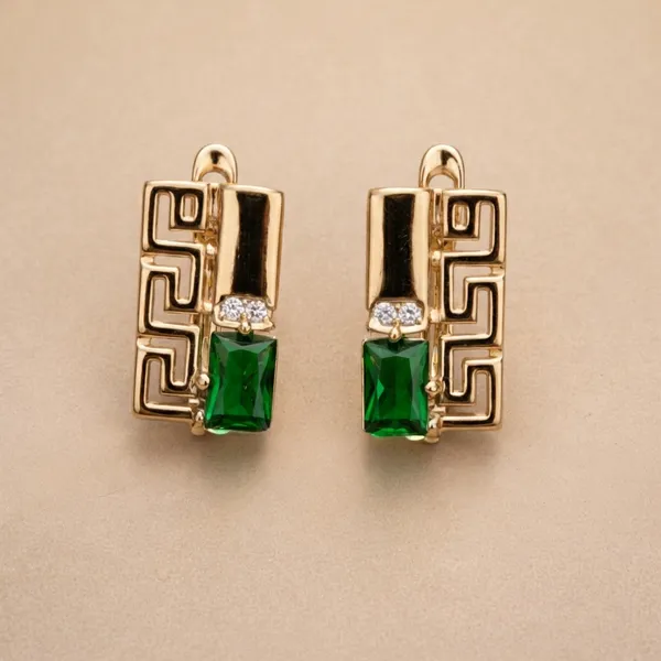 Green_Geometric_Green_Stone_Drop_Ears_Anti_Tarnish_Earring_For_Women