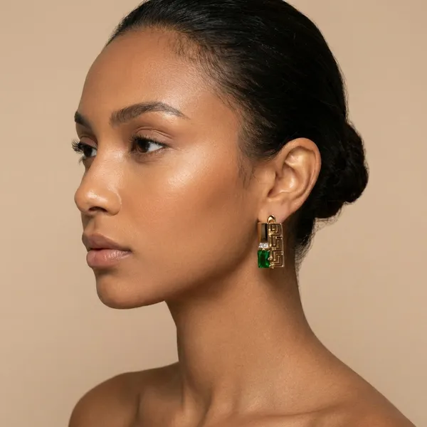 Green_Geometric_Green_Stone_Drop_Ears_Anti_Tarnish_Earring_For_Women