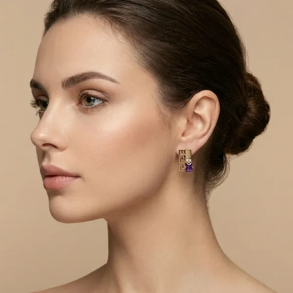 Purple_Geometric_Purple_Stone_Drop_Ears_Anti_Tarnish_Earring_For_Women