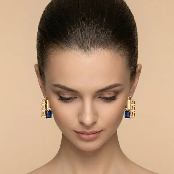 Blue_Geometric_Blue_Stone_Drop_Ears_Anti_Tarnish_Earring_For_Women