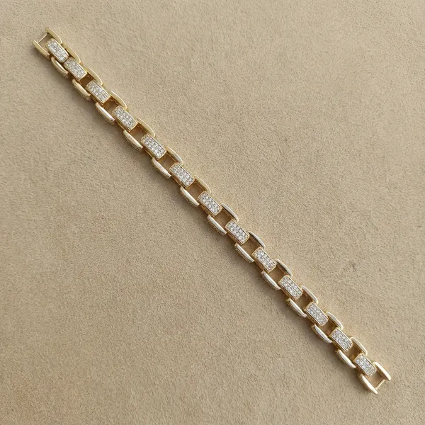 Gold_And_Silver_Contrast_Pave_Link_Anti_Tarnish_Bracelet_For_Women