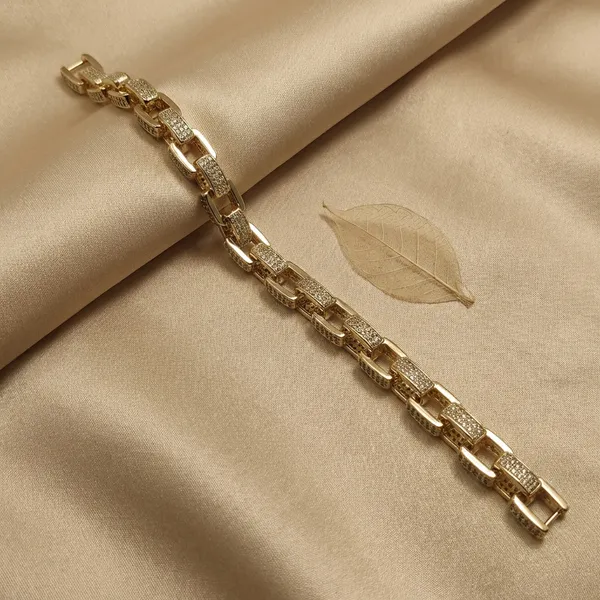Gold_And_Silver_Contrast_Pave_Link_Anti_Tarnish_Bracelet_For_Women