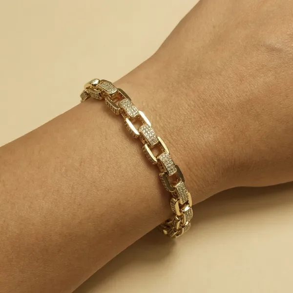 Gold_And_Silver_Contrast_Pave_Link_Anti_Tarnish_Bracelet_For_Women