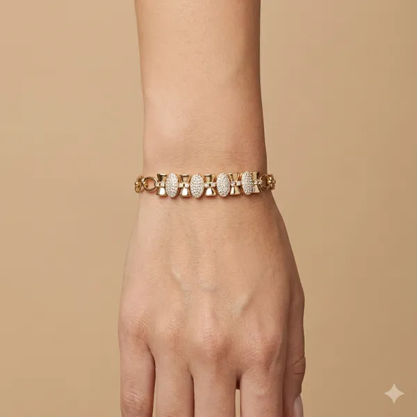 Gold_And_Silver_Sparkling_Bow_Anti_Tarnish_Bracelet_For_Women