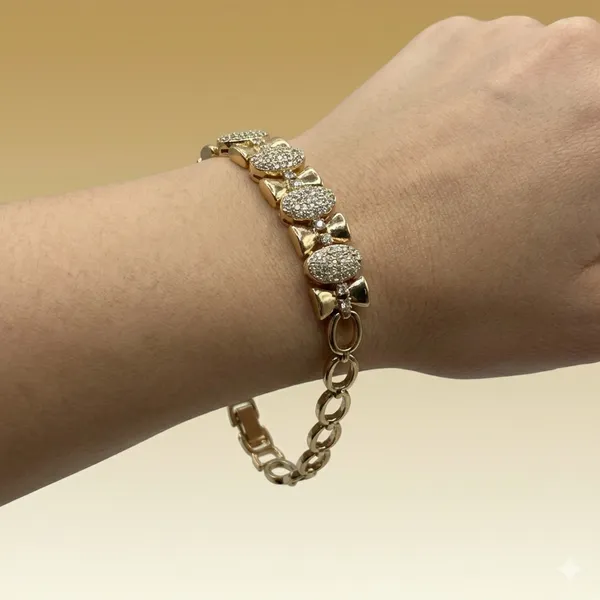 Gold_And_Silver_Sparkling_Bow_Anti_Tarnish_Bracelet_For_Women