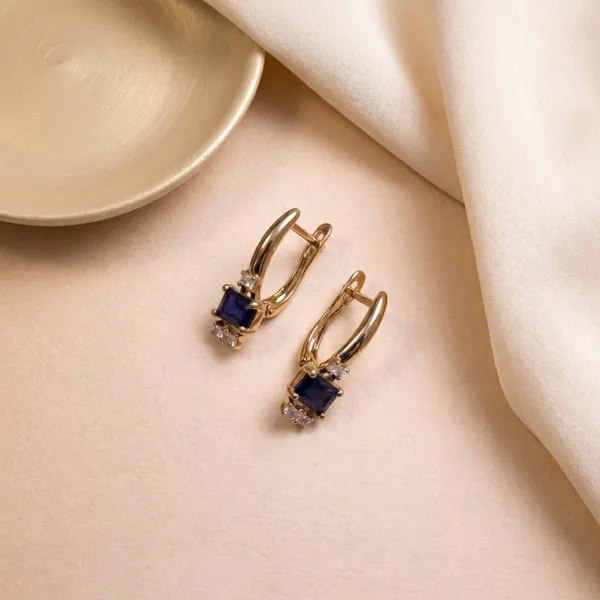 Blue_Sapphire_Rectangle_Gold_Hoop_Ears_Anti_Tarnish_Earring_For_Women