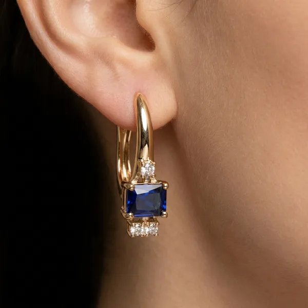 Blue_Sapphire_Rectangle_Gold_Hoop_Ears_Anti_Tarnish_Earring_For_Women