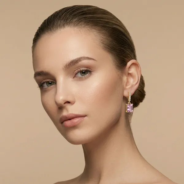 Pink_Rectangle_Drop_Ears_Anti_Tarnish_Earring_For_Women