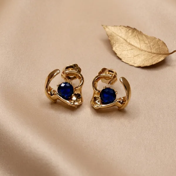 Blue_Gold_Sculpted_Ears_With_Stone_Anti_Tarnish_Earring_For_Women