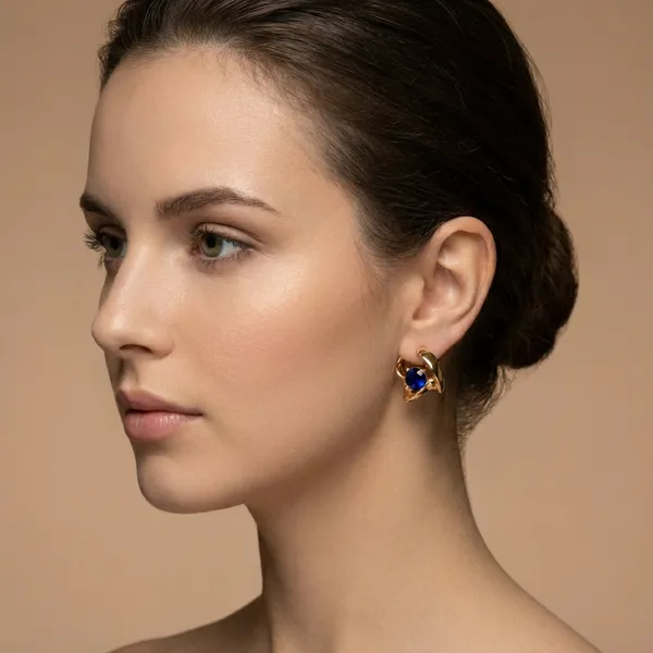 Blue_Gold_Sculpted_Ears_With_Stone_Anti_Tarnish_Earring_For_Women