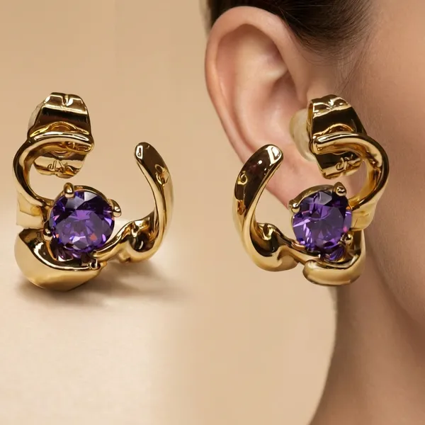 Purple_Gold_Abstract_Curve_Ears_With_Stone_Anti_Tarnish_Earring_For_Women