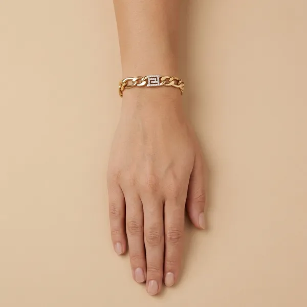 Gold_And_Silver_Geometric_Link_Anti_Tarnish_Bracelet_For_Women