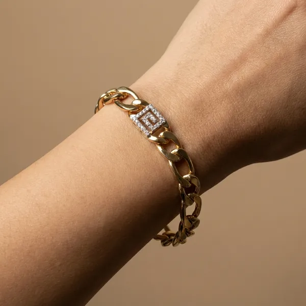 Gold_And_Silver_Geometric_Link_Anti_Tarnish_Bracelet_For_Women