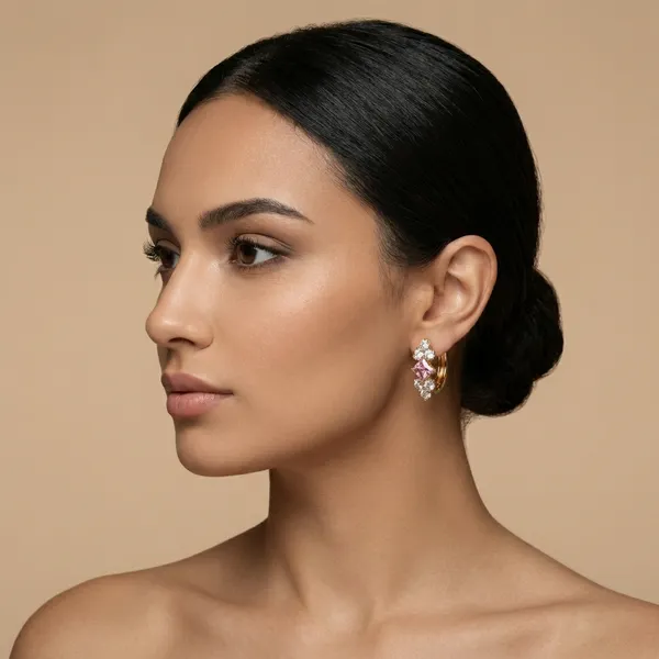 Pink_Crystal_Floral_Gold_Hoop_Ears_Anti_Tarnish_Earring_For_Women