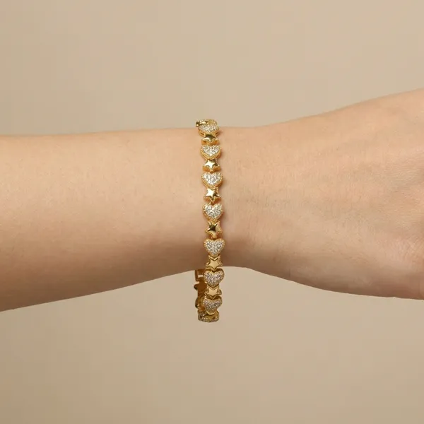 Gold_And_Silver_Pave_Heart_Chain_Anti_Tarnish_Bracelet_For_Women