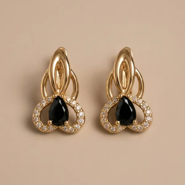 Black_Teardrop_Crystal_Gold_Ears_Anti_Tarnish_Earring_For_Women