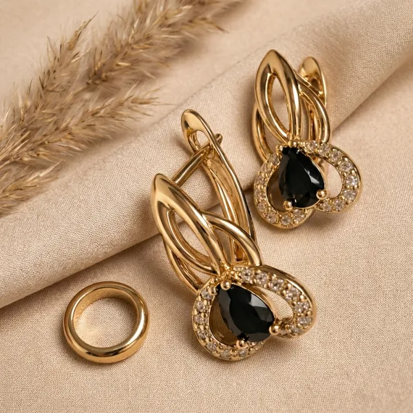 Black_Teardrop_Crystal_Gold_Ears_Anti_Tarnish_Earring_For_Women