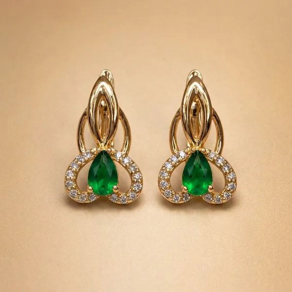 Green_Teardrop_Floral_Ears_Anti_Tarnish_Earring_For_Women
