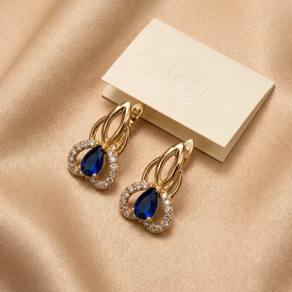 Blue_Teardrop_Elegance_Ears_Anti_Tarnish_Earring_For_Women
