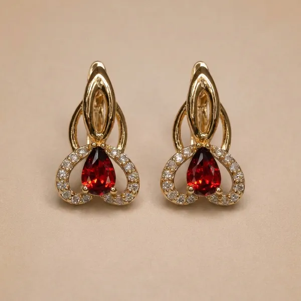 Red_Golden_Ruby_Teardrop_Crystal_Ears_Anti_Tarnish_Earring_For_Women