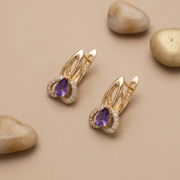 Purple_Teardrop_Crystal_Gold_Ears_Anti_Tarnish_Earring_For_Women