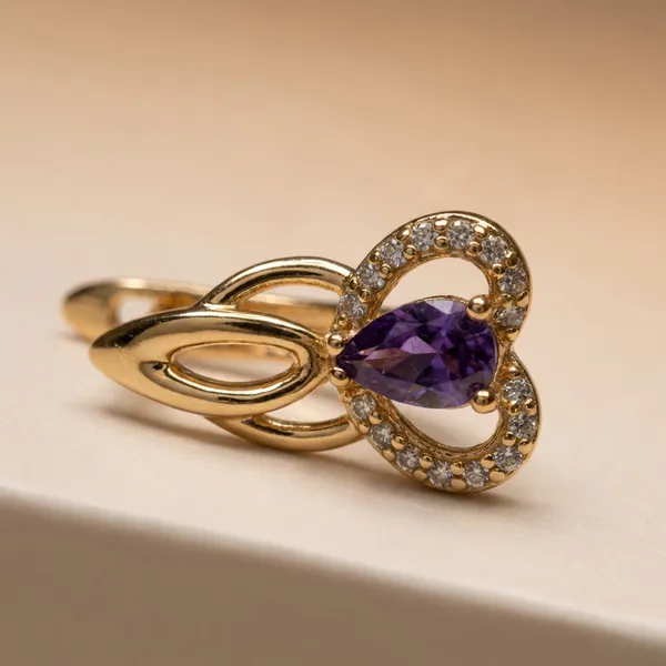 Purple_Teardrop_Crystal_Gold_Ears_Anti_Tarnish_Earring_For_Women