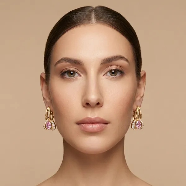Pink_Teardrop_Crystal_Gold_Ears_Anti_Tarnish_Earring_For_Women