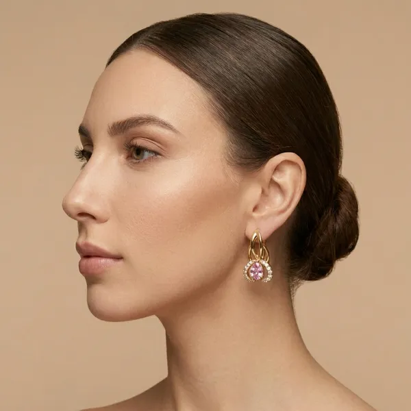 Pink_Teardrop_Crystal_Gold_Ears_Anti_Tarnish_Earring_For_Women