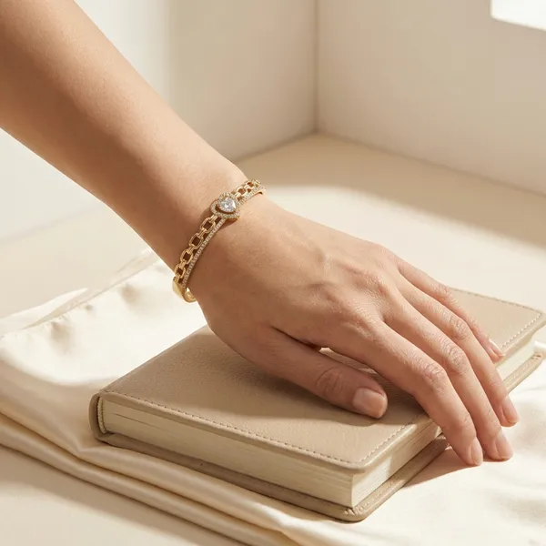 Gold_Elegant_Heart_Crystal_Chain_Anti_Tarnish_Ring_Bracelet_For_Women