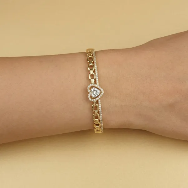 Gold_Elegant_Heart_Crystal_Chain_Anti_Tarnish_Ring_Bracelet_For_Women