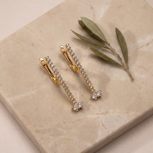 Gold_Vertical_Crystal_Drop_Tone_Ears_Anti_Tarnish_Earring_For_Women