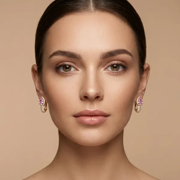 Pink_Teardrop_Crystal_Hoop_Ears_Anti_Tarnish_Earring_For_Women