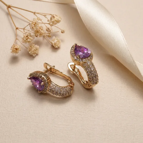 Purple_Teardrop_Crystal_Hoop_Ears_Anti_Tarnish_Earring_For_Women