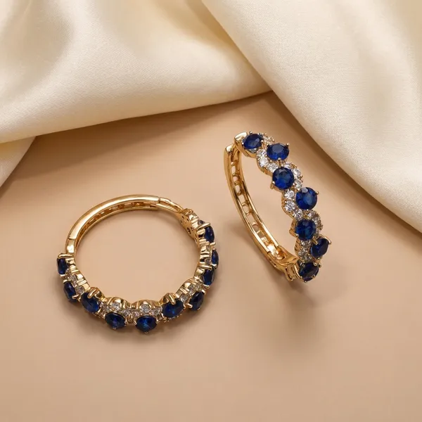 Blue_Sapphire_Halo_Hoop_Ears_Anti_Tarnish_Earring_For_Women