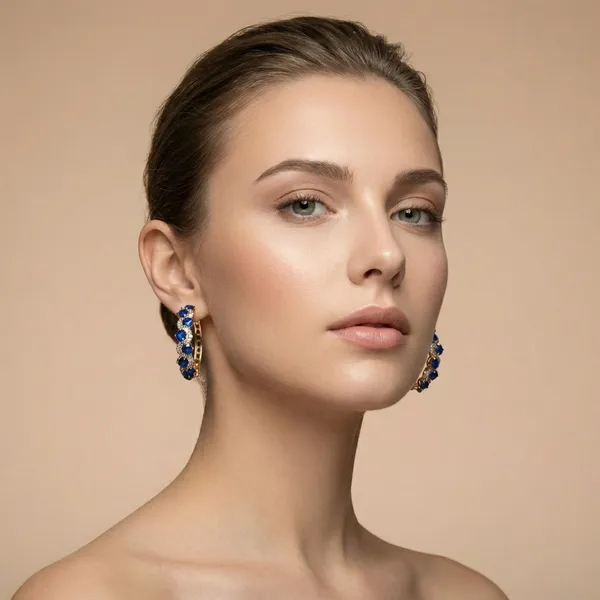 Blue_Sapphire_Halo_Hoop_Ears_Anti_Tarnish_Earring_For_Women