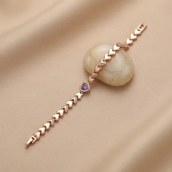 Purple_Amethyst_Heart_Chain_Anti_Tarnish_Bracelet_For_Women