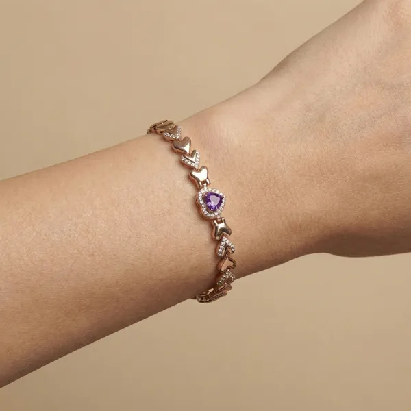 Purple_Amethyst_Heart_Chain_Anti_Tarnish_Bracelet_For_Women