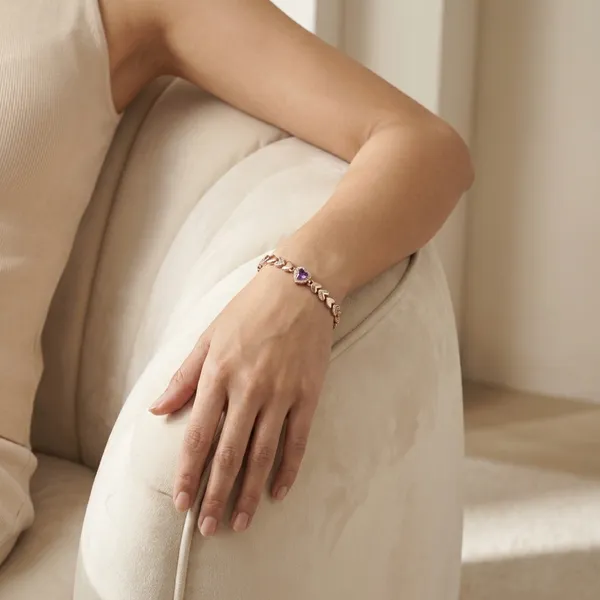 Purple_Amethyst_Heart_Chain_Anti_Tarnish_Bracelet_For_Women