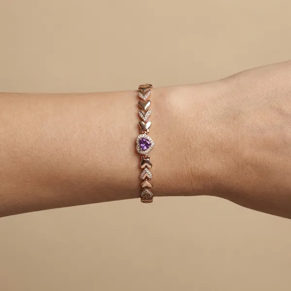 Purple_Amethyst_Heart_Chain_Anti_Tarnish_Bracelet_For_Women