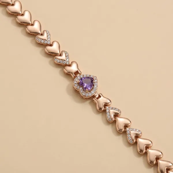 Purple_Amethyst_Heart_Chain_Anti_Tarnish_Bracelet_For_Women